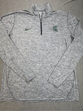 Nike Dri Fit Michigan State Spartans Men’s 1/4 Zip Pullover Size XL Heather Gray
